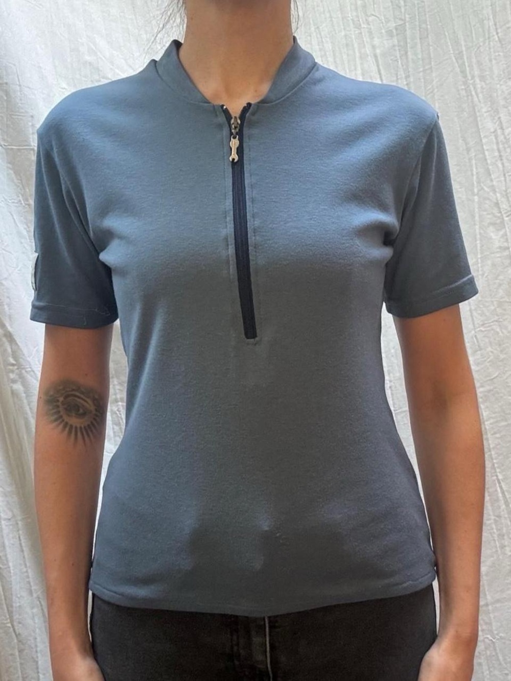 Blue Quarter Zip Gear Zipper Pull Cannondale Cycling Shirt